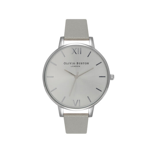 Big Dial Grey And Silver Watch