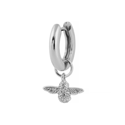 3D Bee Huggie Hoop Earrings Silver