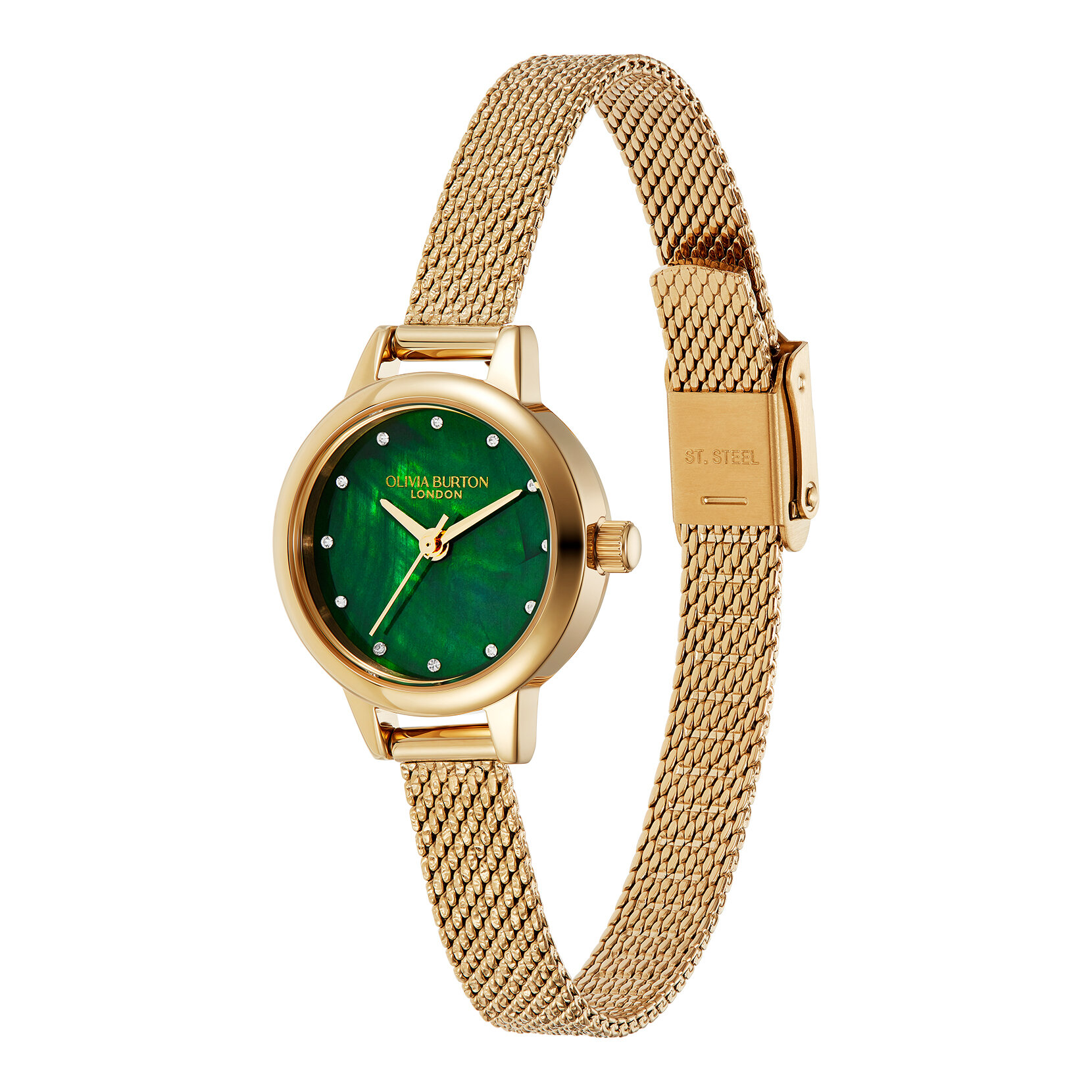 23mm Mini Green & Gold Mesh Watch