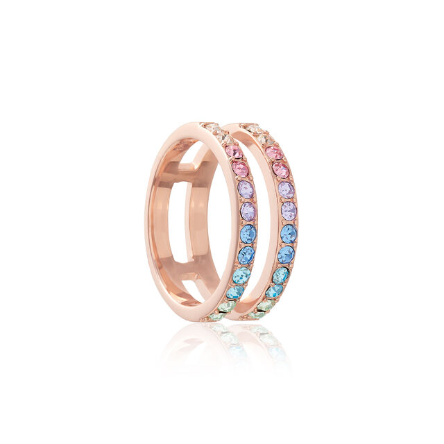 Rainbow Double Band Ring Rose Gold (M)