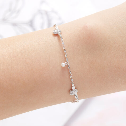 Pearl Bee Chain Bracelet Silver