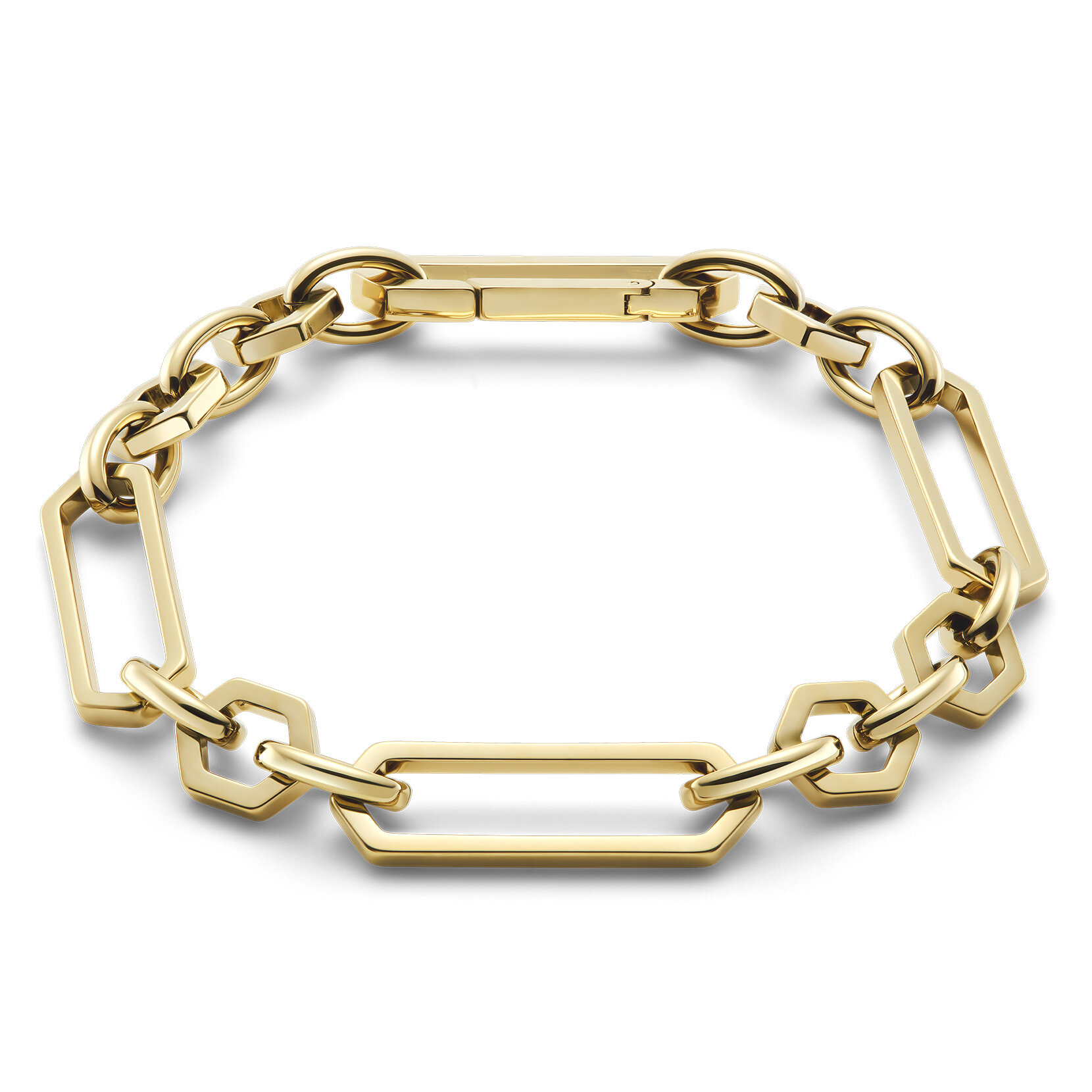 Hex Link Gold Plated Bracelet