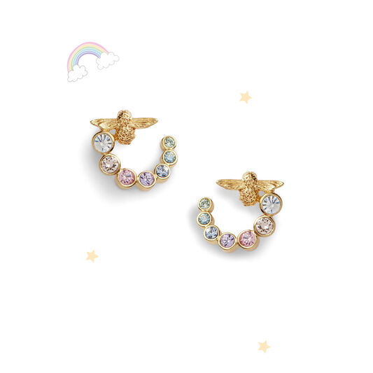 Rainbow Bee Swirl Hoop Earrings Gold Olivia Burton London