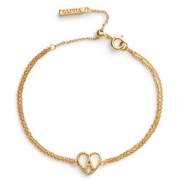 'A' Heart Initial Chain Bracelet Gold