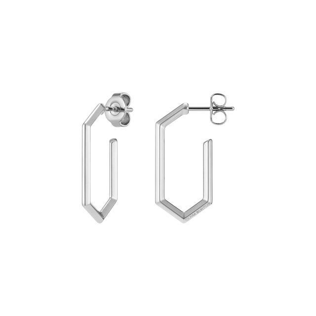 Ever Stacked Honeycomb Silver Tone Hoop Earrings