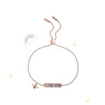 Rainbow Bee Baguette Bar Bracelet Rose Gold