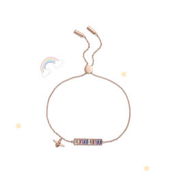 Rainbow Bee Baguette Bar Bracelet Rose Gold