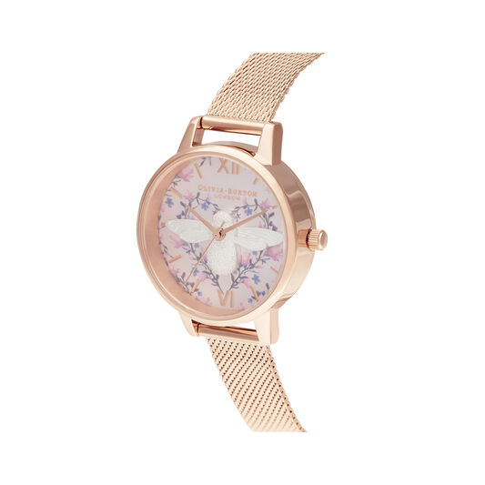 Meant to Bee Blush, Silver & Rose Gold Mesh