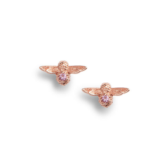 Celebration Stones Celebration Bee Studs Rose Gold & Amethyst (February)