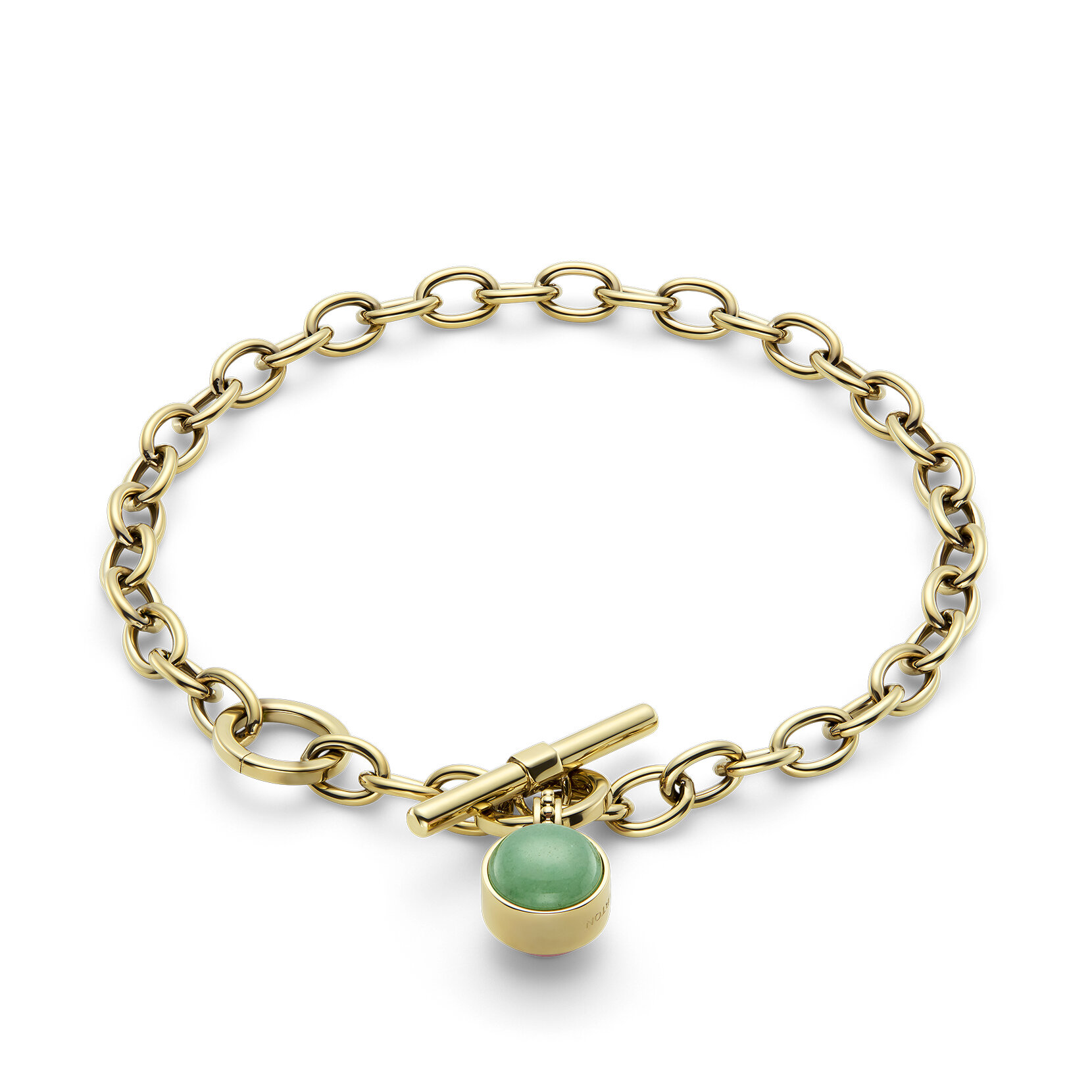 Aventurine Cabochon Gold Plated Gemstone Toggle Bracelet