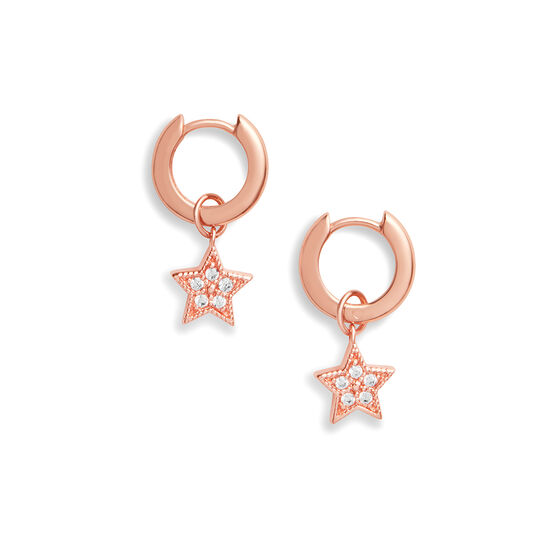 Celestial Star Charm Huggies Rose Gold