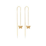 3D Butterfly Threader Earrings Gold