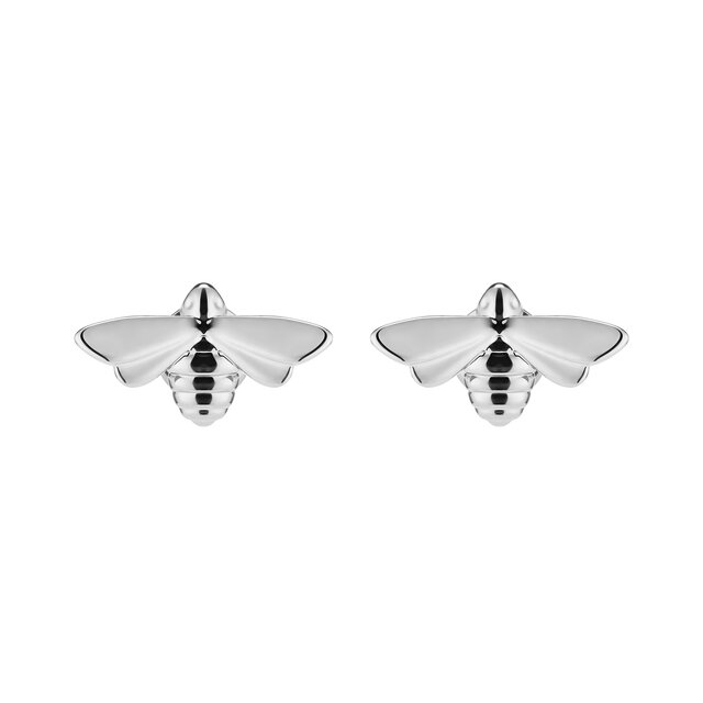 Honey Bee Silver Tone Stud Earrings