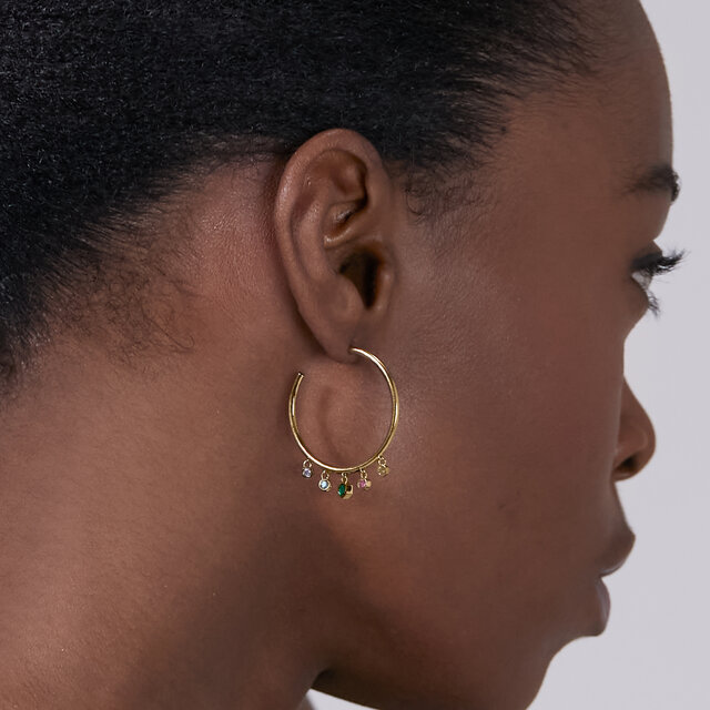 Mini Droplet Rainbow Crystal Gold Plated Hoop Earrings