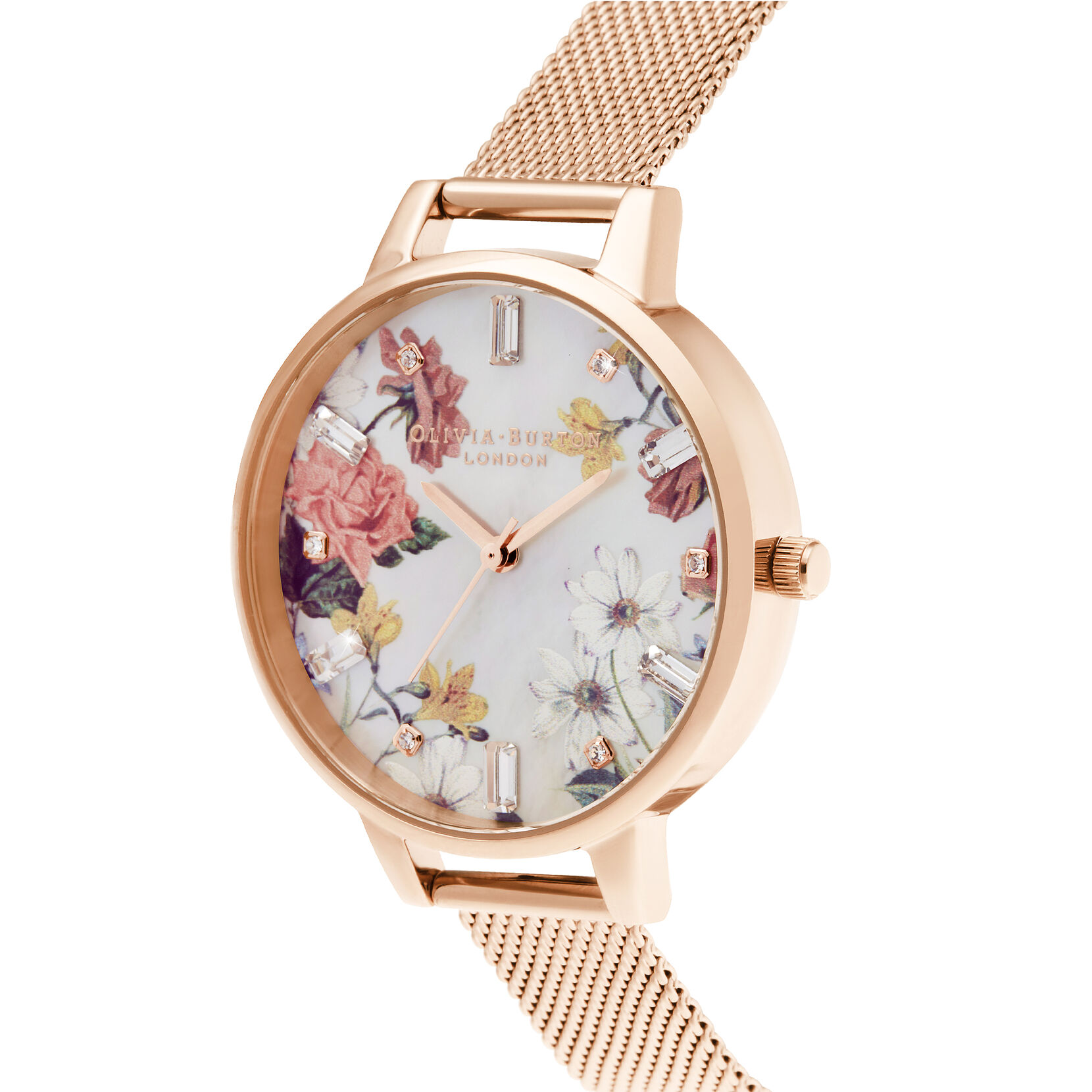 Demi Mother Of Pearl Dial Rose Gold Mesh Watch