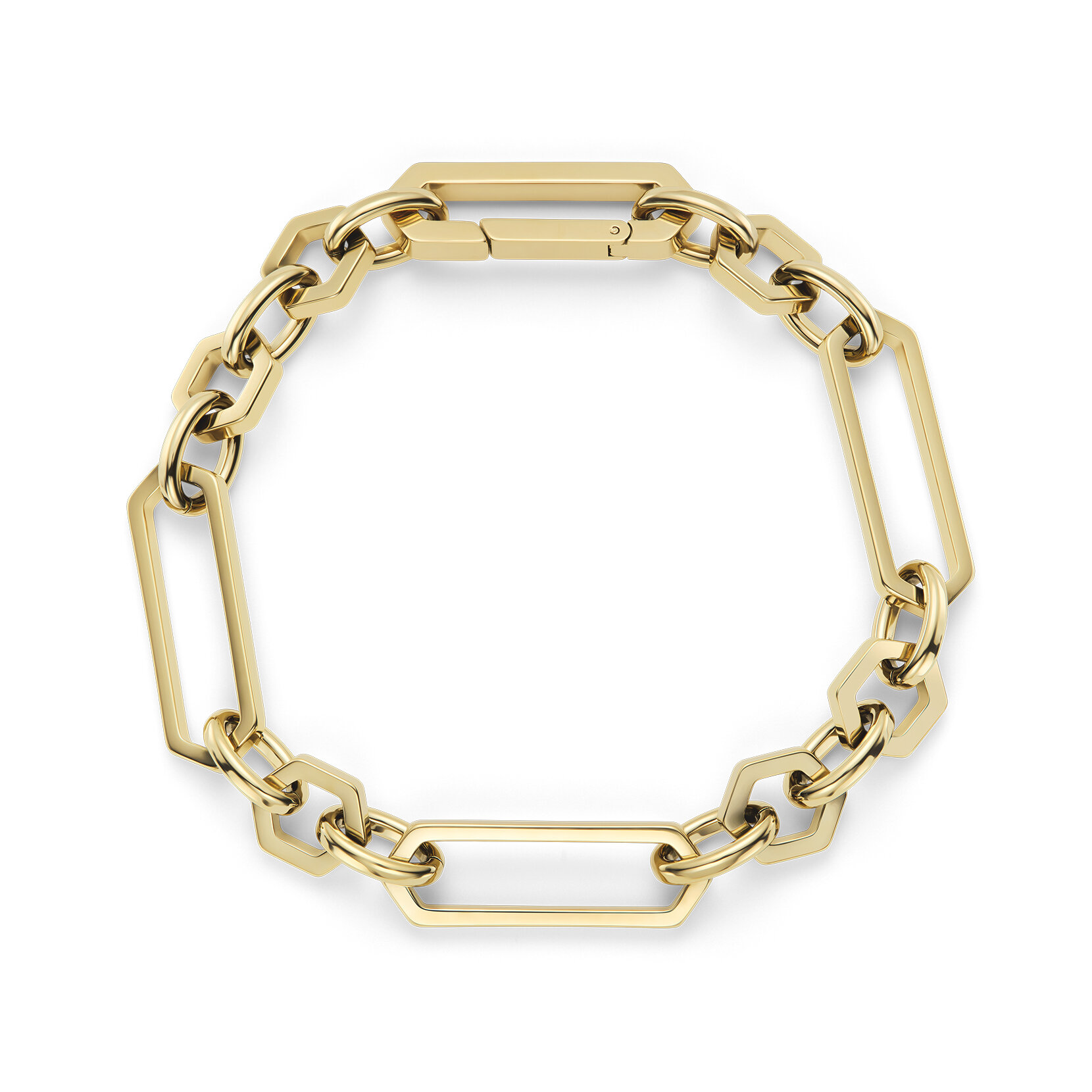Hex Link Gold Plated Bracelet