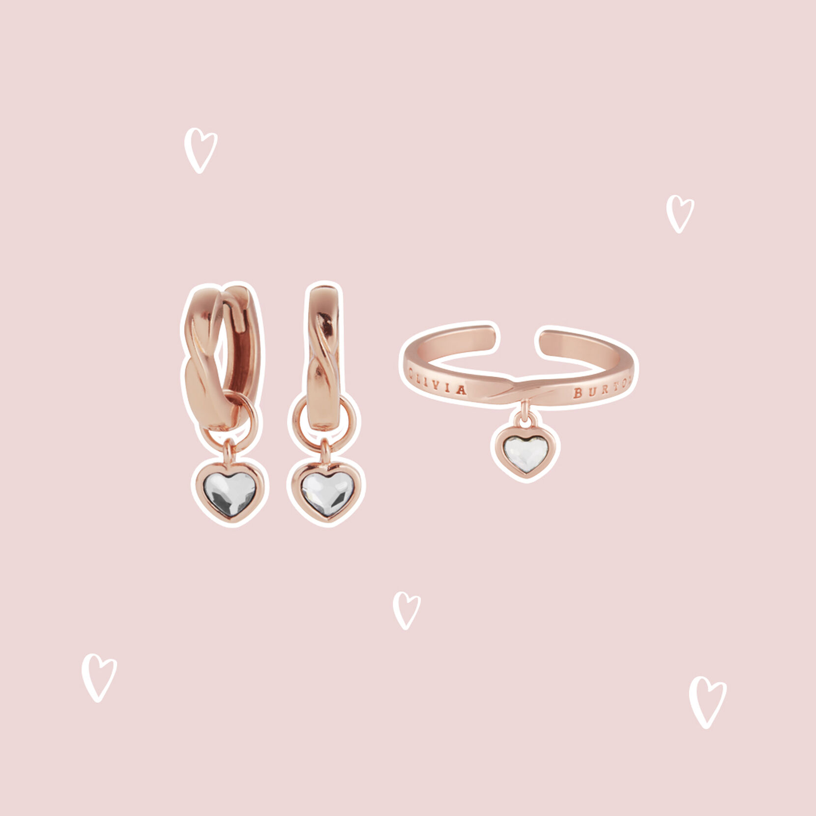 Interlink Heart Gift Set Rose Gold