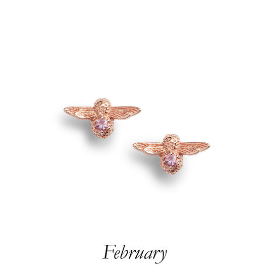 Celebration Bee Studs Rose Gold & Amethyst