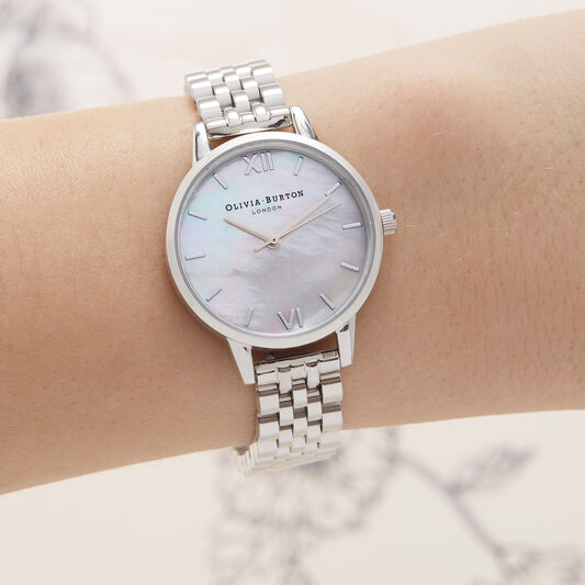 Mother of Pearl White Bracelet, Silver