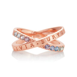 Bejewelled Classics Rainbow Interlink Ring Rose Gold (M)