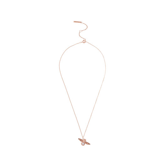 Pearl Bee Pendant Necklace Rose Gold