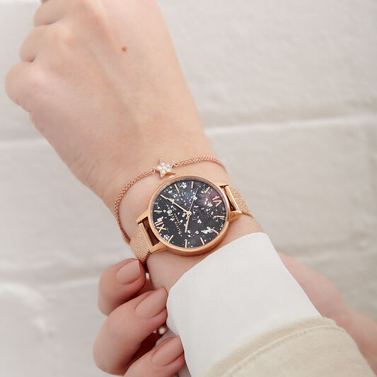 Celestial Rose Gold Boucle Mesh