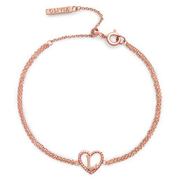 'L' Heart Initial Chain Bracelet Rose Gold