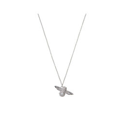  Pearl Bee Pendant Necklace Silver 