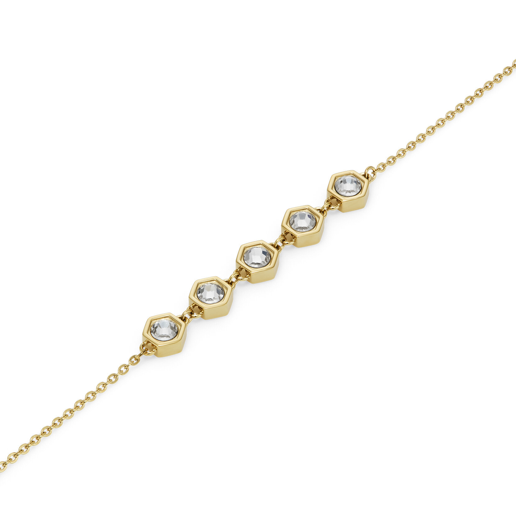 Ever Stacked Crystal Honeycomb Gold Plated Stacking Bracelet
