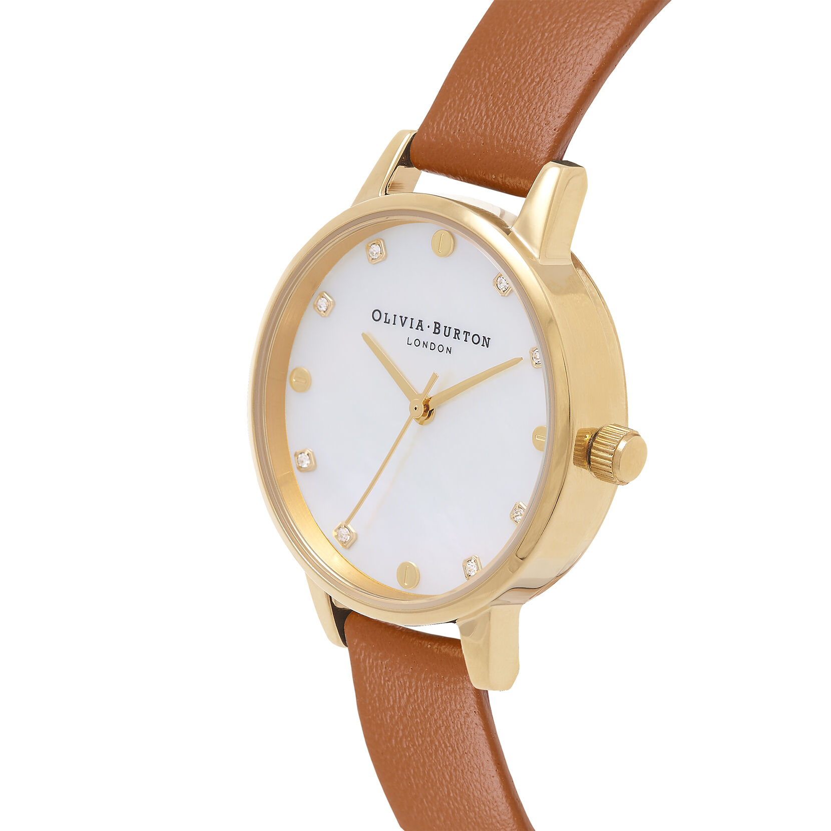 30mm Gold & Tan Leather Strap Watch