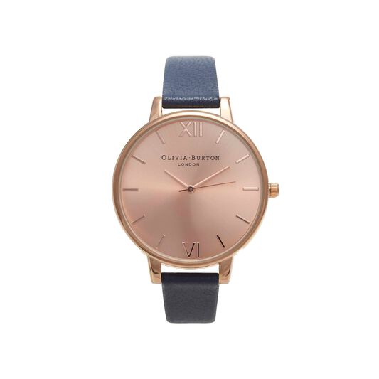 Big Dial Navy And Rose Gold Watch