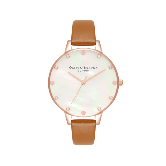 Classics 34mm Rose Gold & Tan Leather Strap Watch