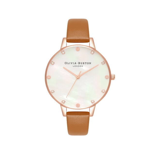 Demi Mother Of Pearl Dial Tan & Rose Gold Watch