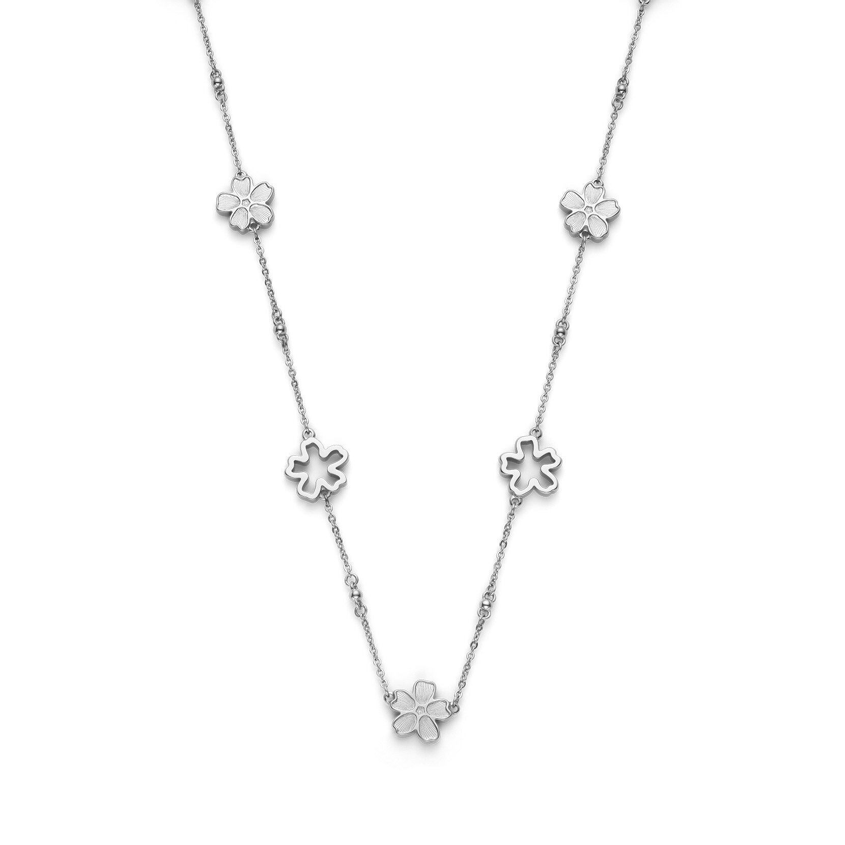 Forget Me Not Floral Silver Tone Necklace