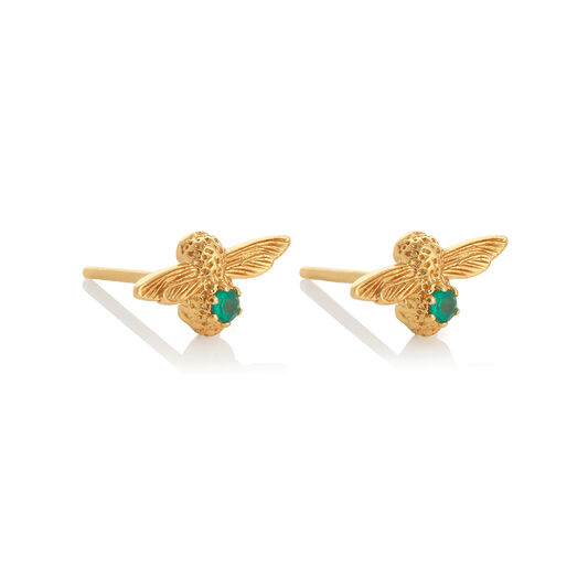 Celebration Bee Studs Gold & Green Agate