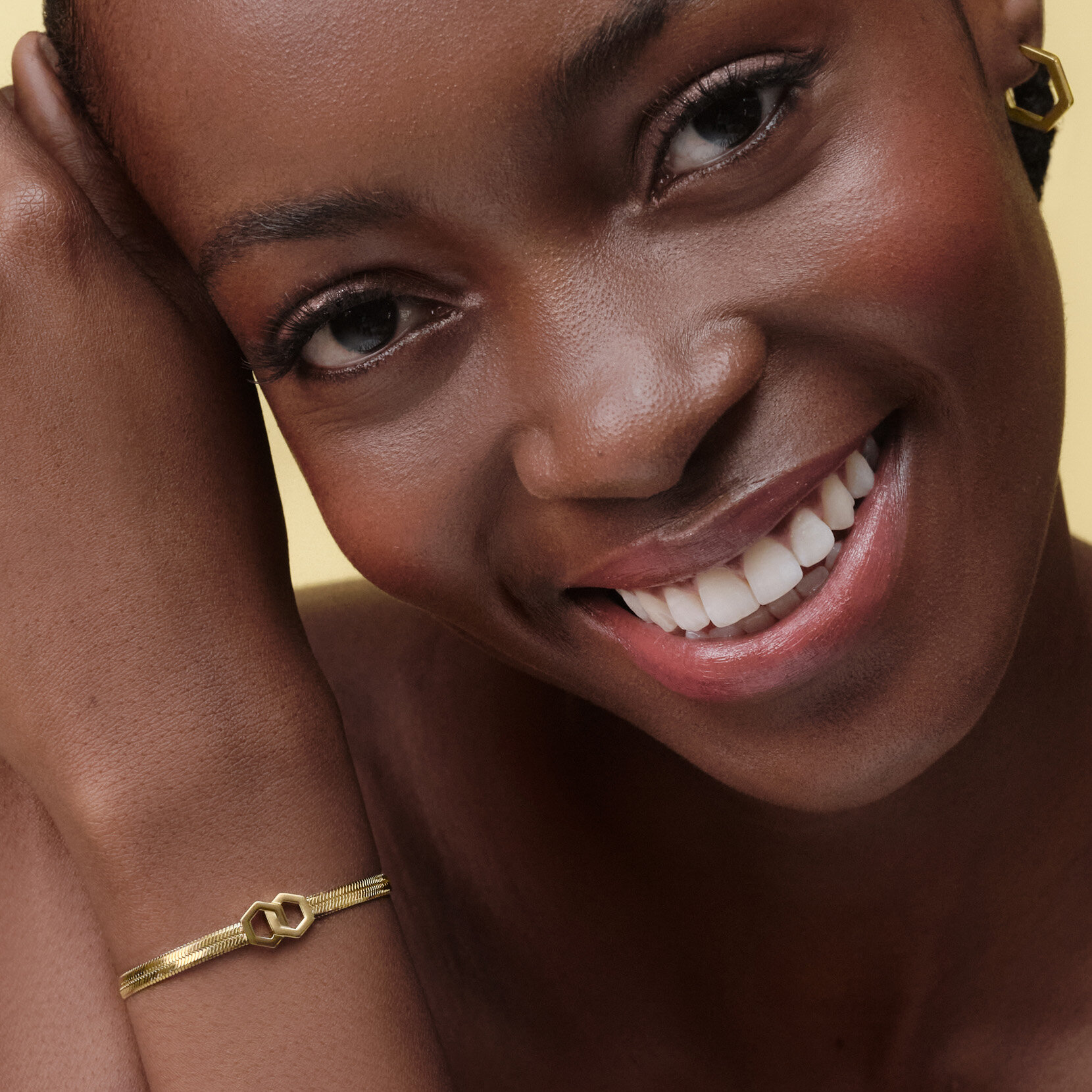 Honeycomb Loop Gold Plated Bracelet