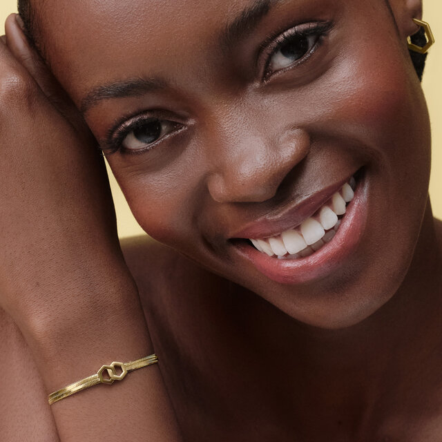 Honeycomb Loop Gold Plated Bracelet