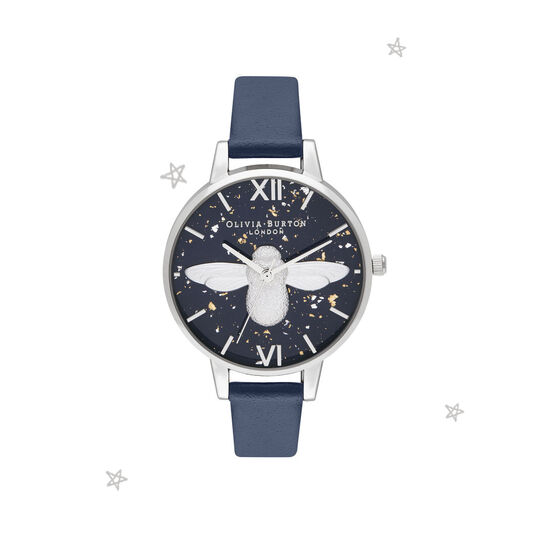 3D Bee, Midnight, Navy & Silver