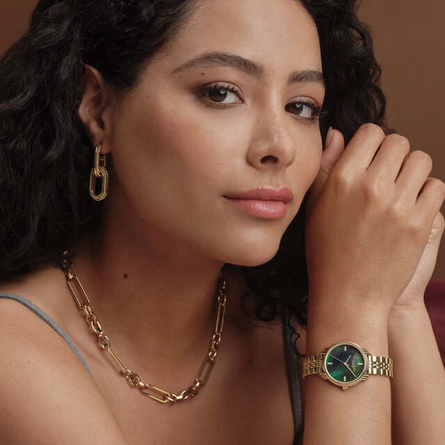 Camber Caviar Interlink Gold Plated Hoop Earrings