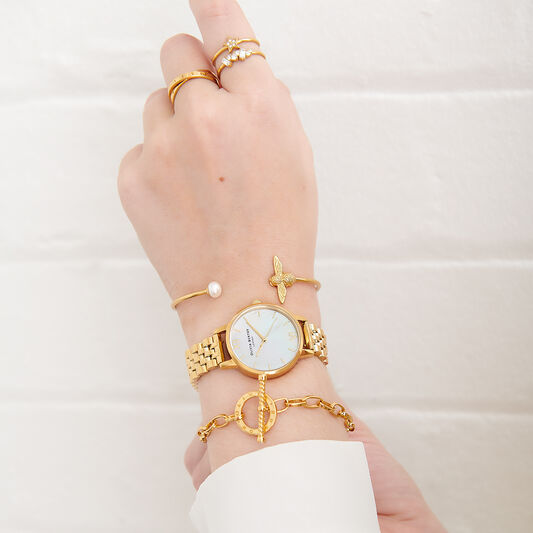 Mother of Pearl White Bracelet, Gold