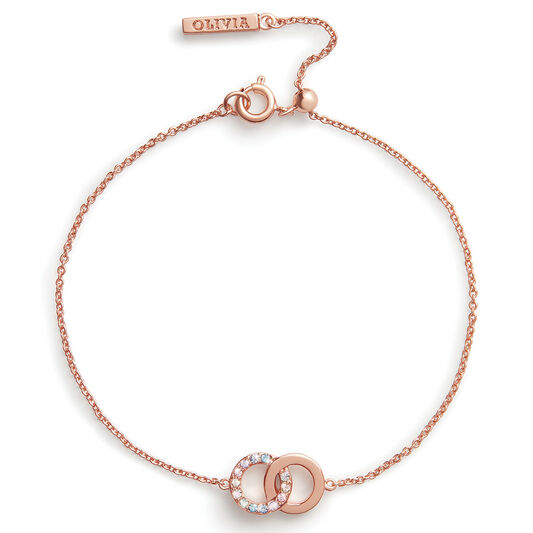 Bejewelled Classics Rainbow Interlink Chain Bracelet Rose Gold | Olivia ...