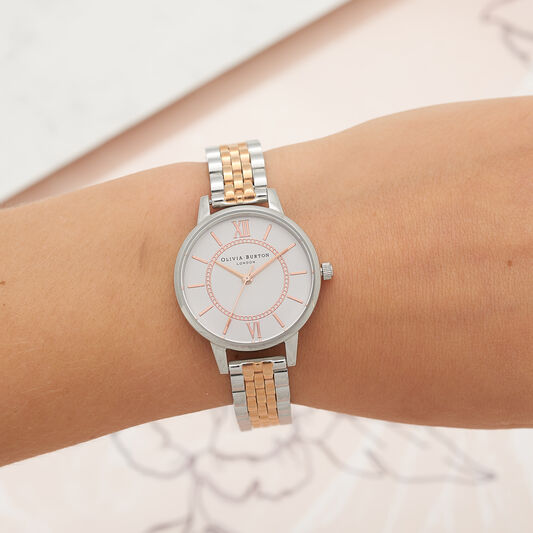 Wonderland Bracelet Silver And Rose Gold Mix Watch