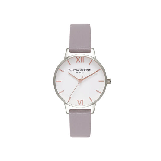 Midi Dial White Dial Grey Lilac Watch, Rose Gold & Silver