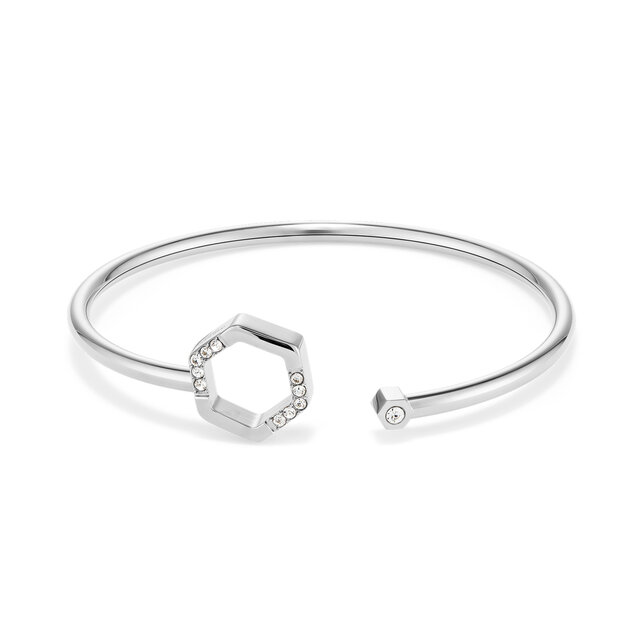 Crystal Honeycomb Silver Tone Bangle