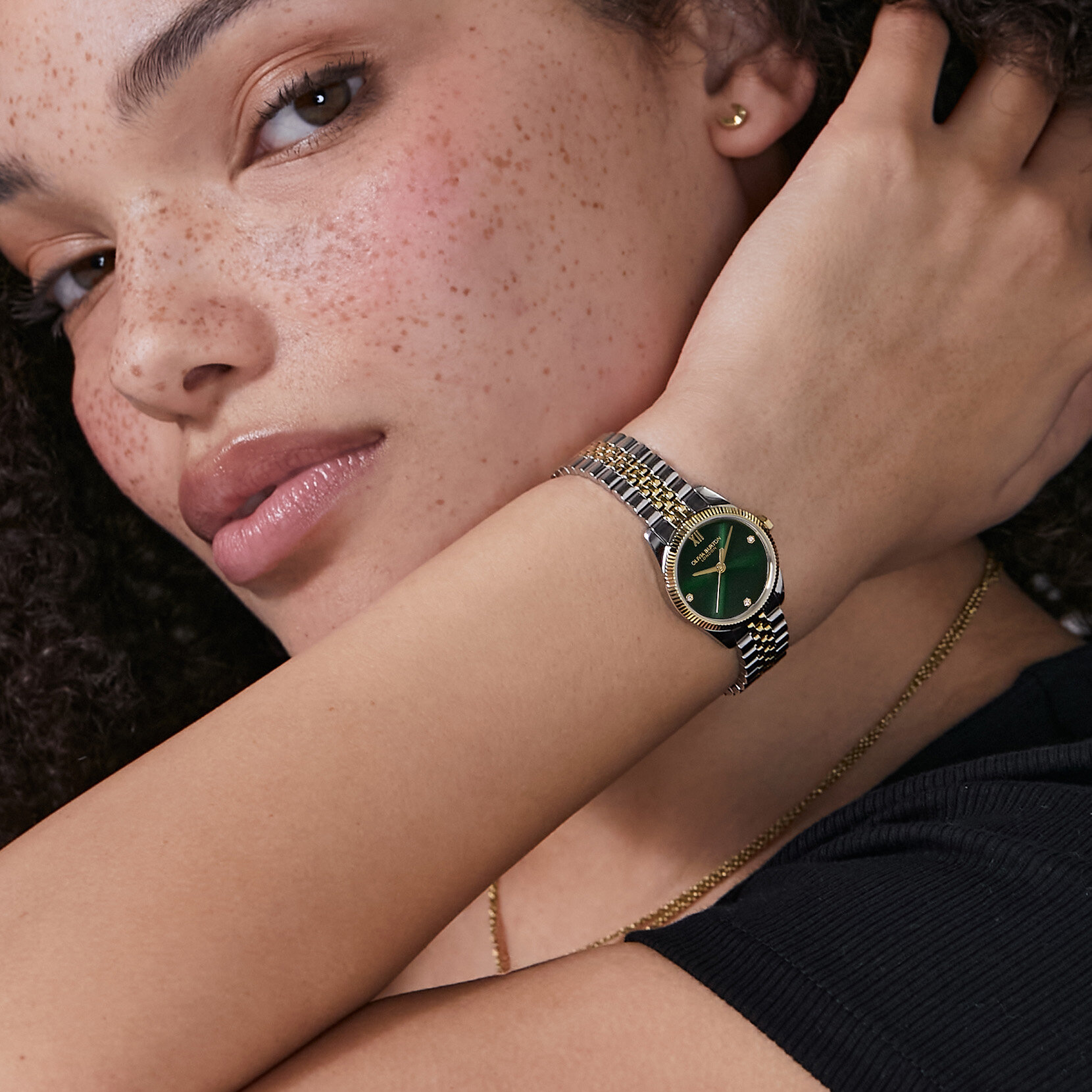 25mm Highbury Forest Green & Two Tone Bracelet Watch