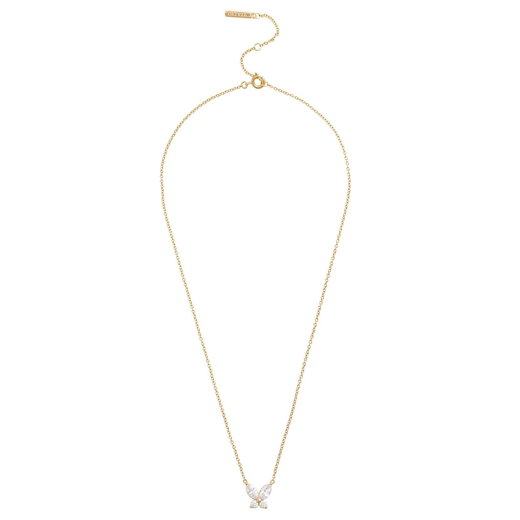 Sparkle Butterfly Gold Marquise Necklace