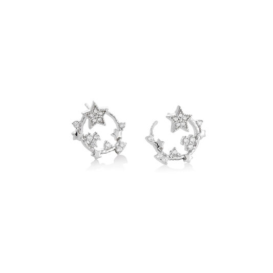 Celestial Swirl Hoops Silver