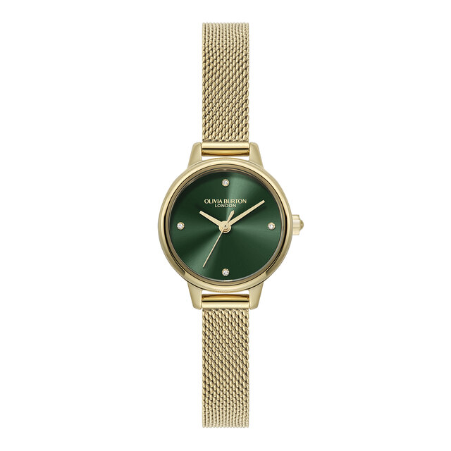 23mm Mini Forest Green & Gold Mesh Watch