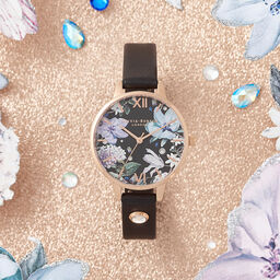 Demi Embellished Black & Rose Gold