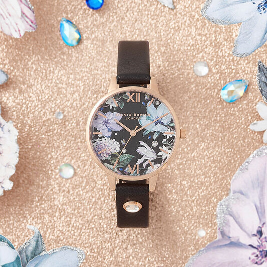 Demi Embellished Black & Rose Gold